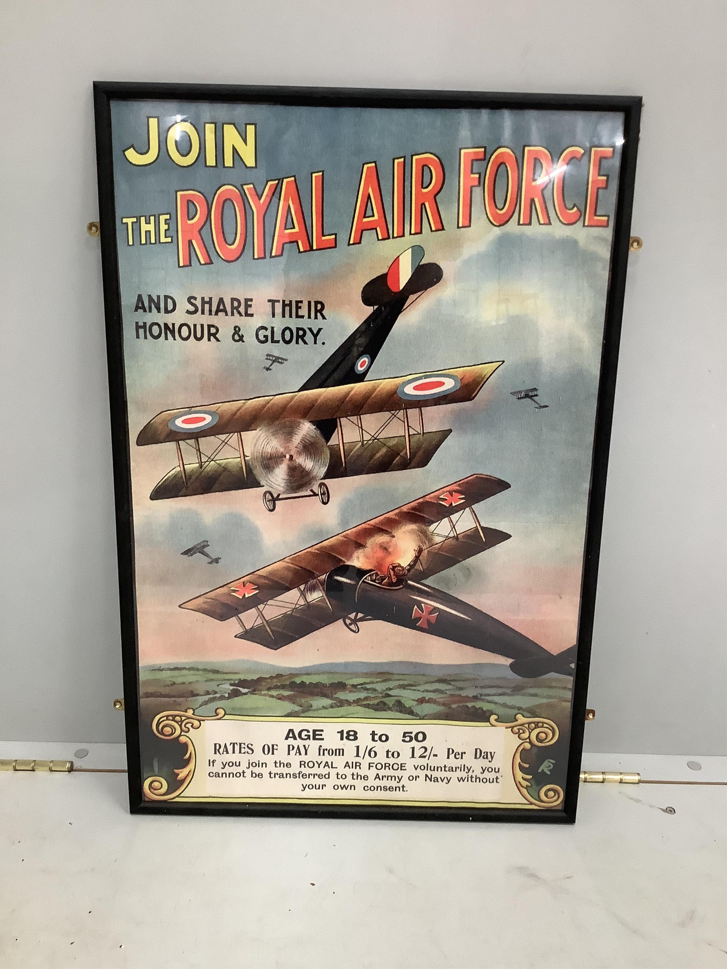 A reproduction 'Join The Royal Air Force' advertising poster, width 49cm, height 75cm
